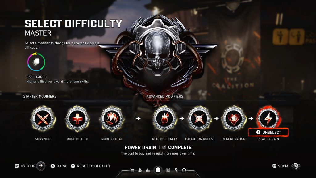 A select difficulty screen showing 7 activated mutators