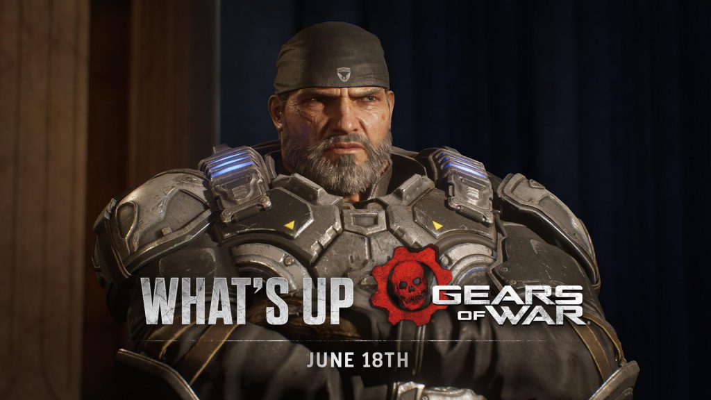 The blog header image for the June 18 ediiton of What's Up, featuring Marcus Fenix with his arms crossed