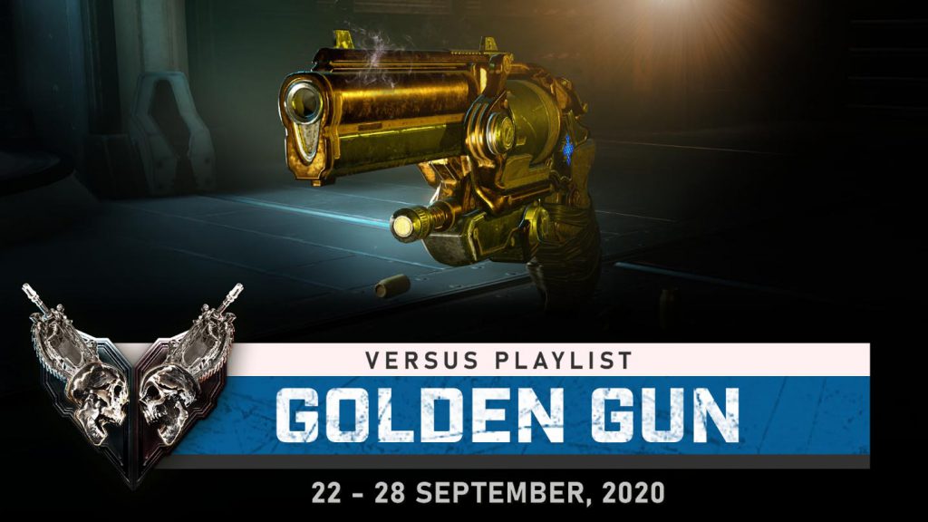The blog header image for the Sept 22 edition of This Week in Gears, featuring a Golden-skinned pistol