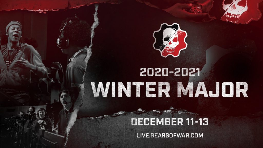 The poster for the 2020-21 Gears eSports Winter Major, featuring multiple esports competitors in different reaction poses