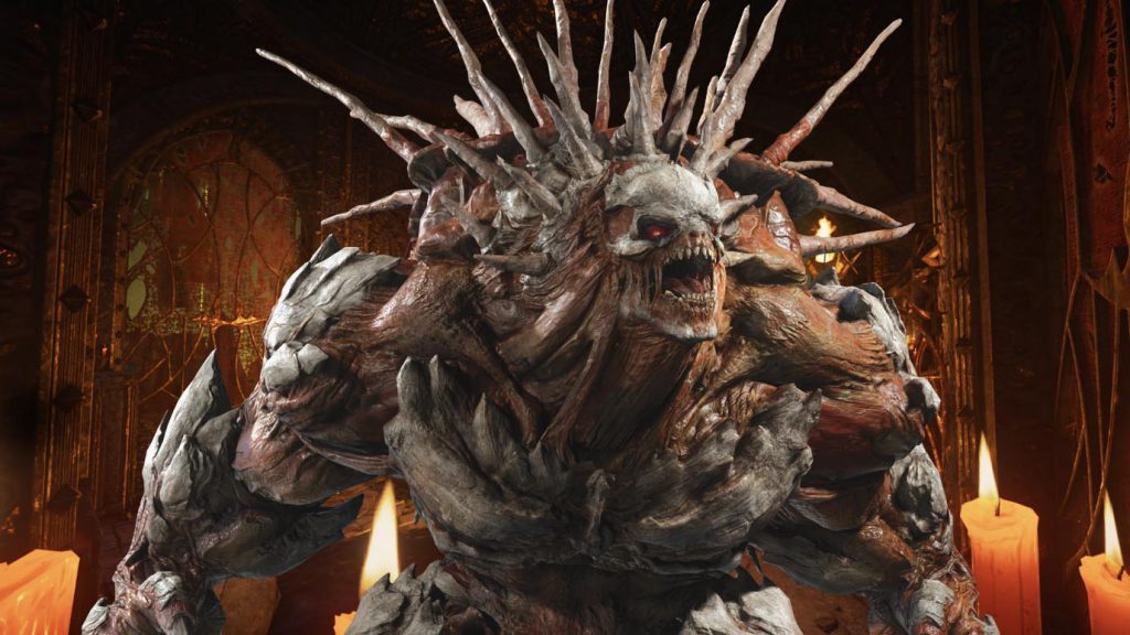 An enemy boss character from Gears 5 Multiplayer in an attack stance