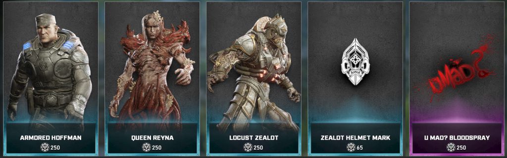 The new items, now available in the Gears 5 store for the Week of March 2