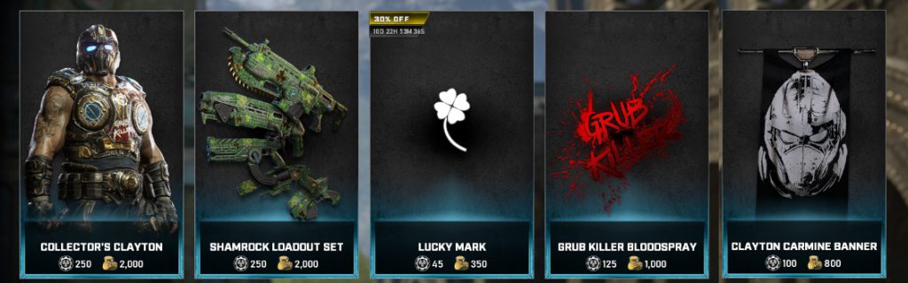 The featured items, now available in the Gears 5 store for the Week of March 15