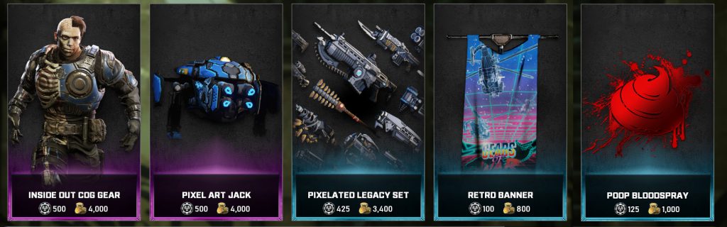 The featured items in the Gears store for the days between April 27 and May 3