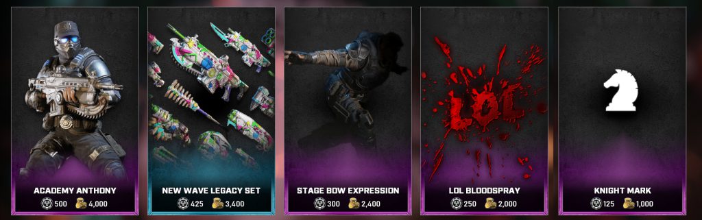 The featured items in the Gears store for the days between September 14 and 20